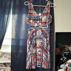 V-neck flared cut out dress